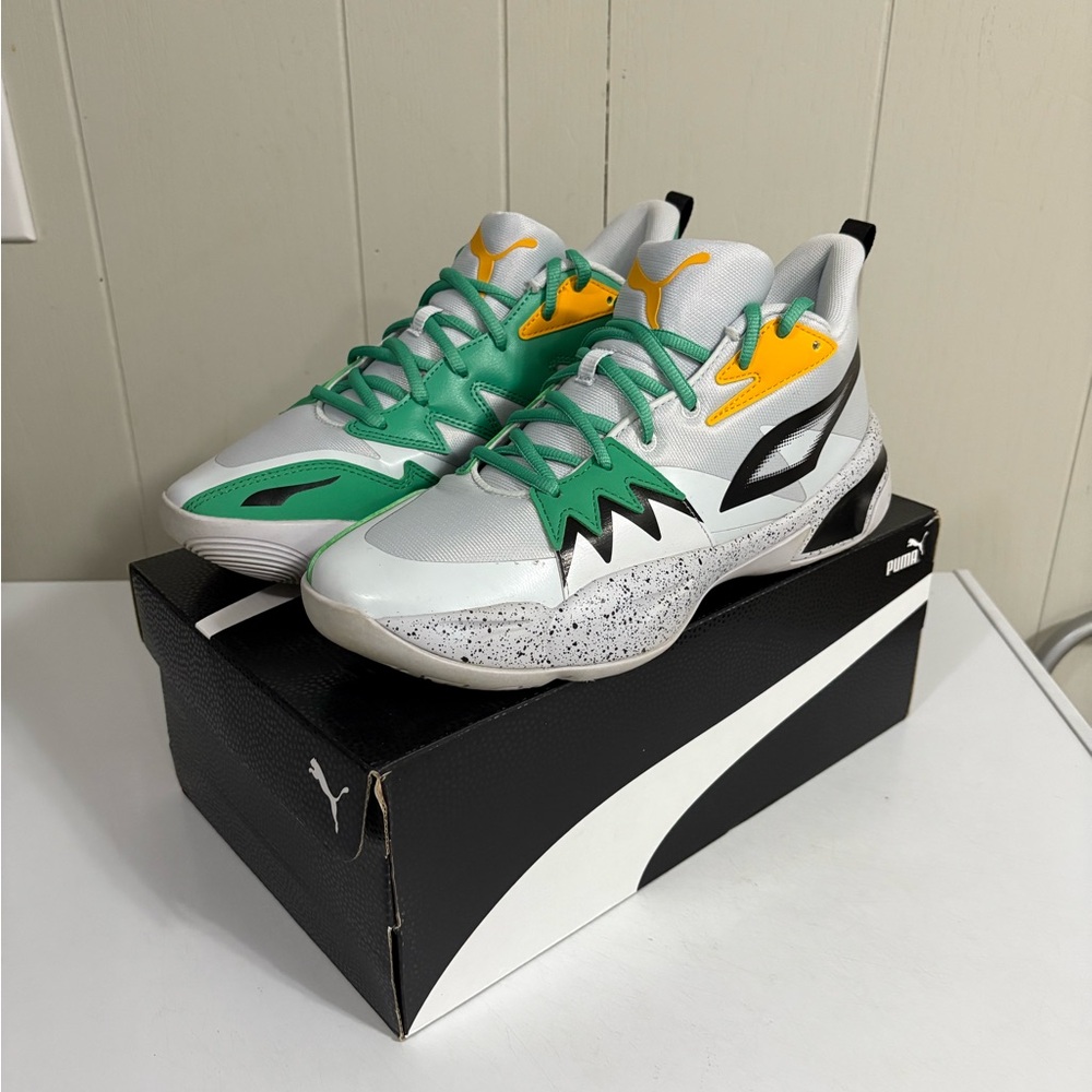 Puma men’s rubber shoes - Green, Yellow, and Black Accents